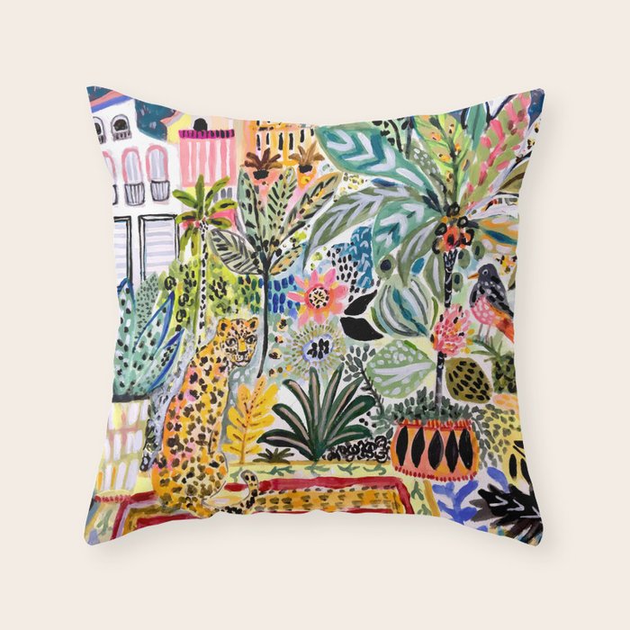 Karen Fields Tiger in the City Throw Pillow