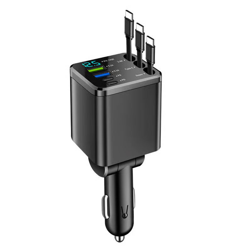 🚗 7-in-1 Retractable Fast Car Charger with Voltage Display – USB-C, Fast Charging & Essential for Daily Use 📱
