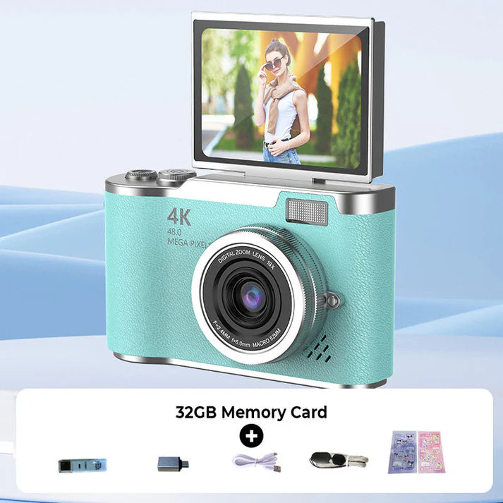 💎 60% off! 💎 4K HD digital camera with flip screen: 8x zoom, autofocus, and rotating screen for vlogs and selfies 📸🌈