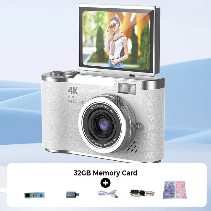 💎 60% off! 💎 4K HD digital camera with flip screen: 8x zoom, autofocus, and rotating screen for vlogs and selfies 📸🌈