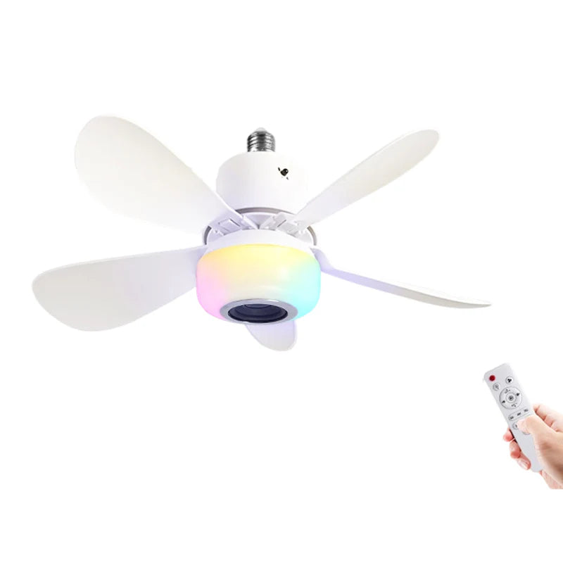 🍃Smart Ceiling Fan with RGB Lighting & Bluetooth Speaker - 3 Levels, Remote Control & E27 Base