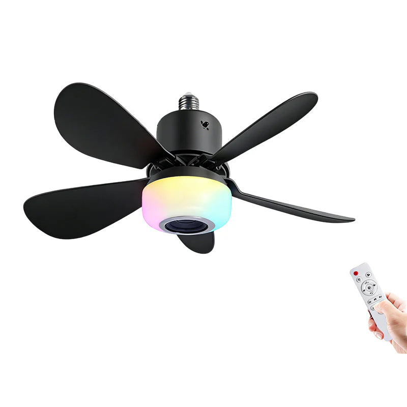 🍃Smart Ceiling Fan with RGB Lighting & Bluetooth Speaker - 3 Levels, Remote Control & E27 Base