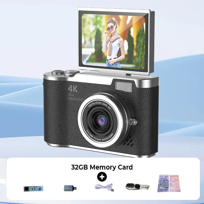 💎 60% off! 💎 4K HD digital camera with flip screen: 8x zoom, autofocus, and rotating screen for vlogs and selfies 📸🌈