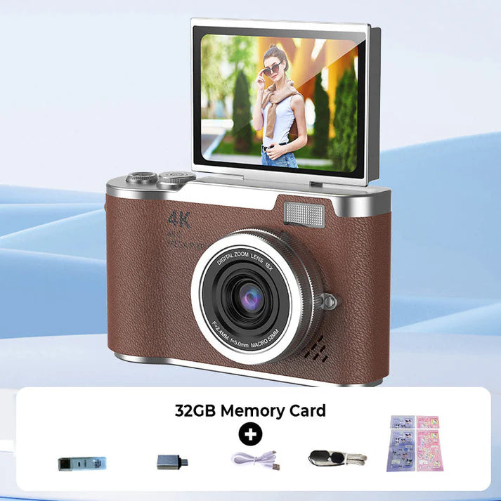 💎 60% off! 💎 4K HD digital camera with flip screen: 8x zoom, autofocus, and rotating screen for vlogs and selfies 📸🌈