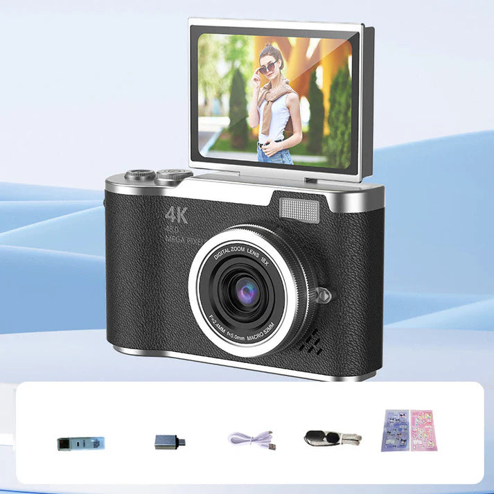 💎 60% off! 💎 4K HD digital camera with flip screen: 8x zoom, autofocus, and rotating screen for vlogs and selfies 📸🌈