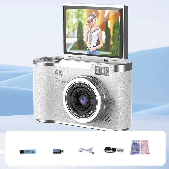 💎 60% off! 💎 4K HD digital camera with flip screen: 8x zoom, autofocus, and rotating screen for vlogs and selfies 📸🌈