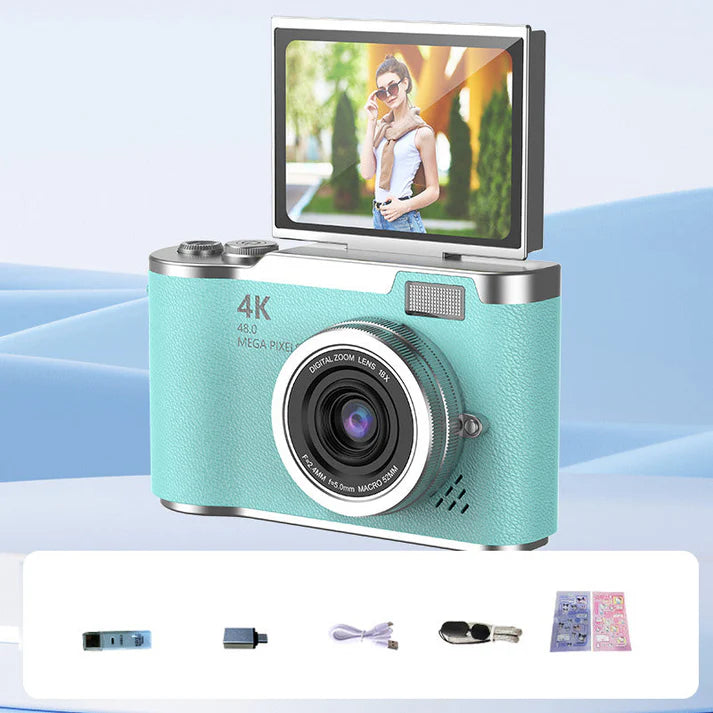 💎 60% off! 💎 4K HD digital camera with flip screen: 8x zoom, autofocus, and rotating screen for vlogs and selfies 📸🌈