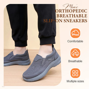 👟 60% OFF NOW! ✨ Men's Orthopedic Breathable Loafer Sneakers - Arch Support with Memory Foam Insoles for All-Day Comfort 🏃 ♂️💨