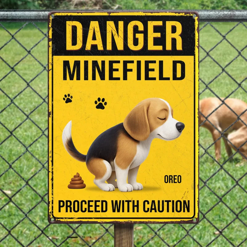 Custom Home Decor Metal Sign - Personalized Birthday Gifts For Dog Lovers, Dog Dad And Mom - Poop Zone In Progress
