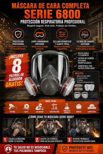 6800 SERIES FULL FACE MASK - 8 FREE FILTERS