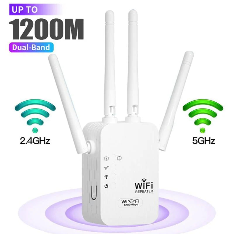 🔥 2025 Wi-Fi Amplifier – 1200 Mbps, Dual Band (5 GHz / 2.4 GHz) 📶 Maximum signal amplification – stable connection throughout the house!