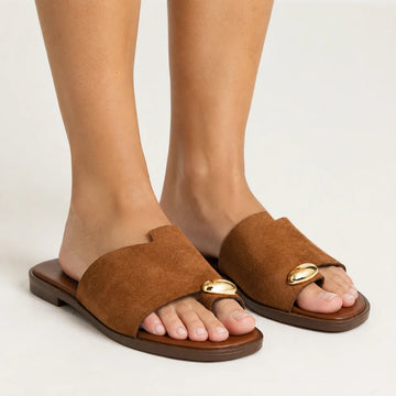 Flat Sandals with Metallic Detail