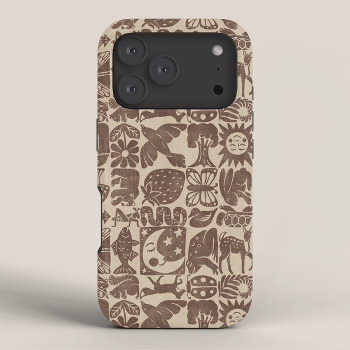 Nature Blocks - walnut brown iPhone Case