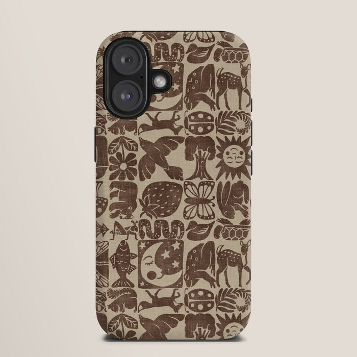 Nature Blocks - walnut brown iPhone Case