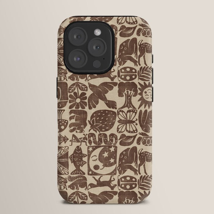 Nature Blocks - walnut brown iPhone Case