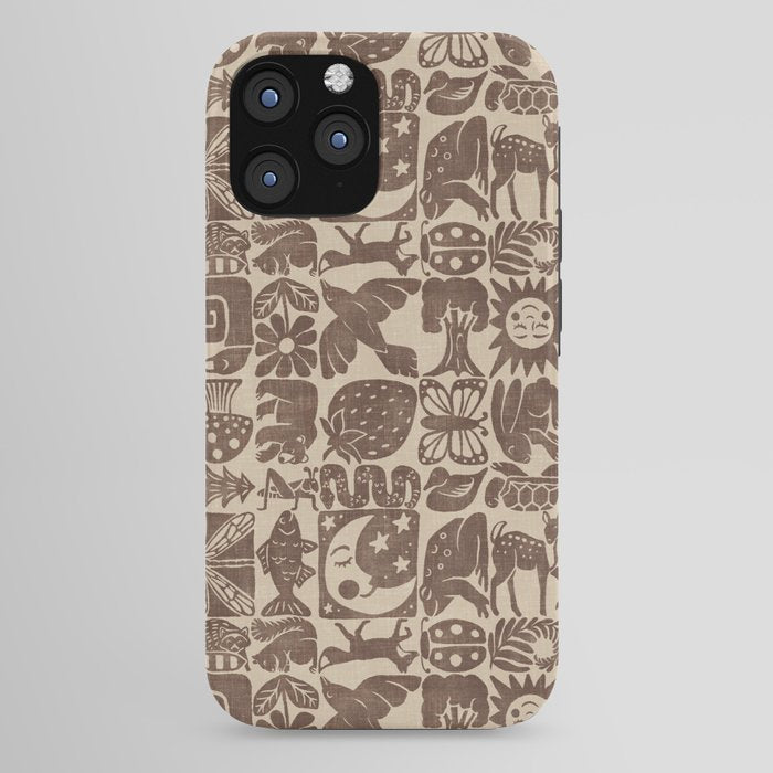 Nature Blocks - walnut brown iPhone Case
