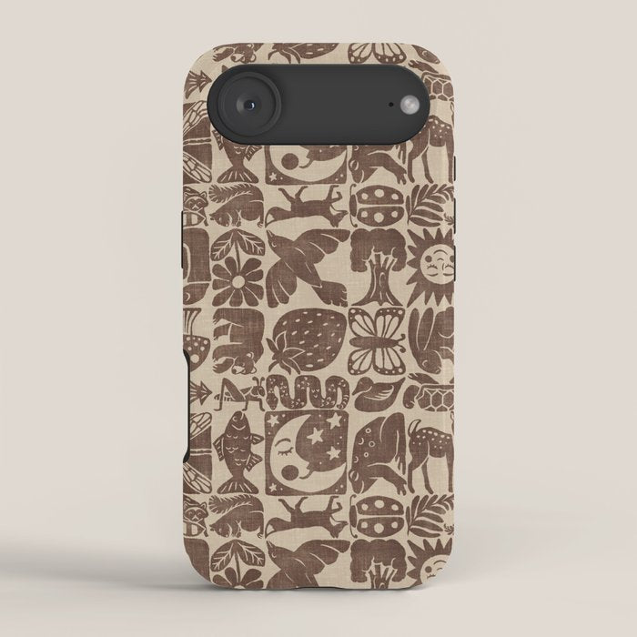 Nature Blocks - walnut brown iPhone Case