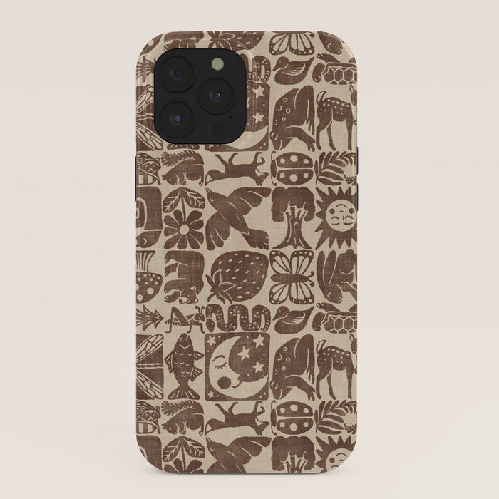 Nature Blocks - walnut brown iPhone Case