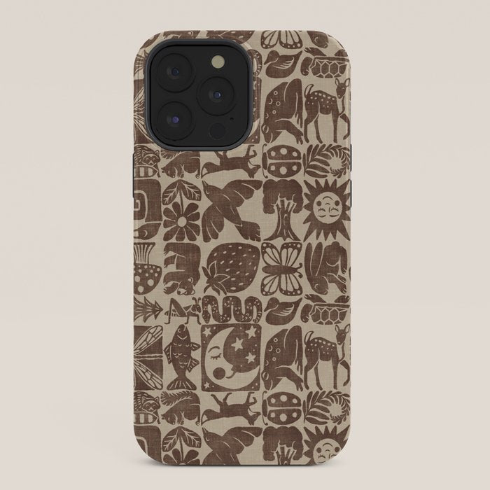 Nature Blocks - walnut brown iPhone Case