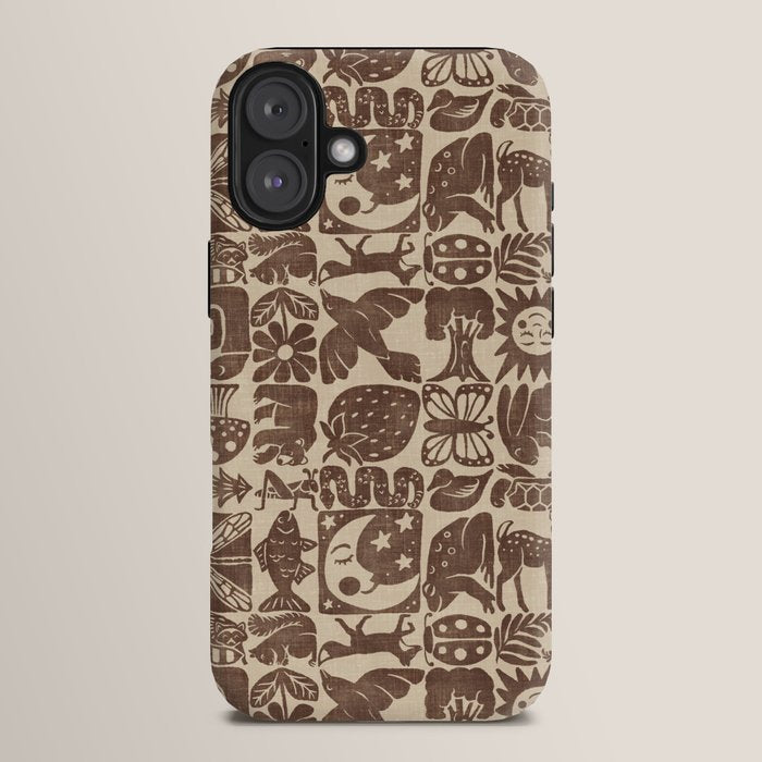 Nature Blocks - walnut brown iPhone Case