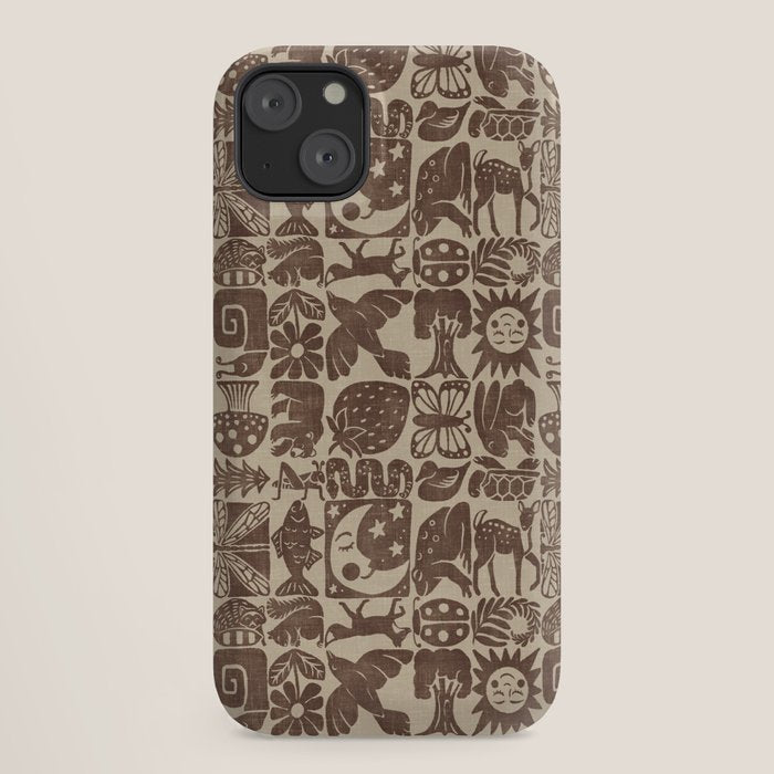 Nature Blocks - walnut brown iPhone Case