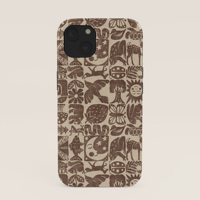 Nature Blocks - walnut brown iPhone Case