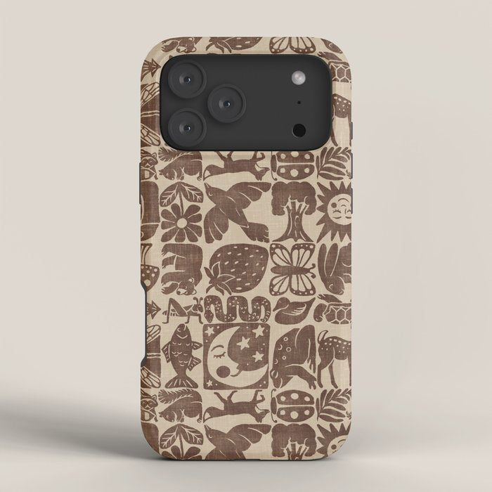 Nature Blocks - walnut brown iPhone Case