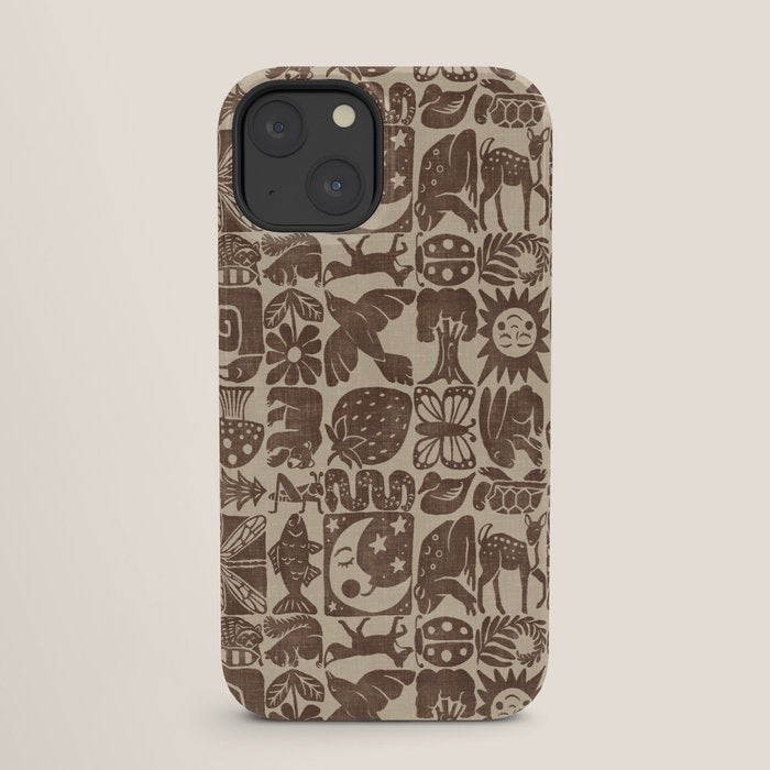 Nature Blocks - walnut brown iPhone Case