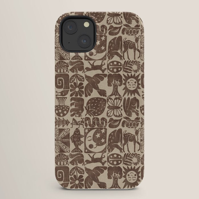Nature Blocks - walnut brown iPhone Case