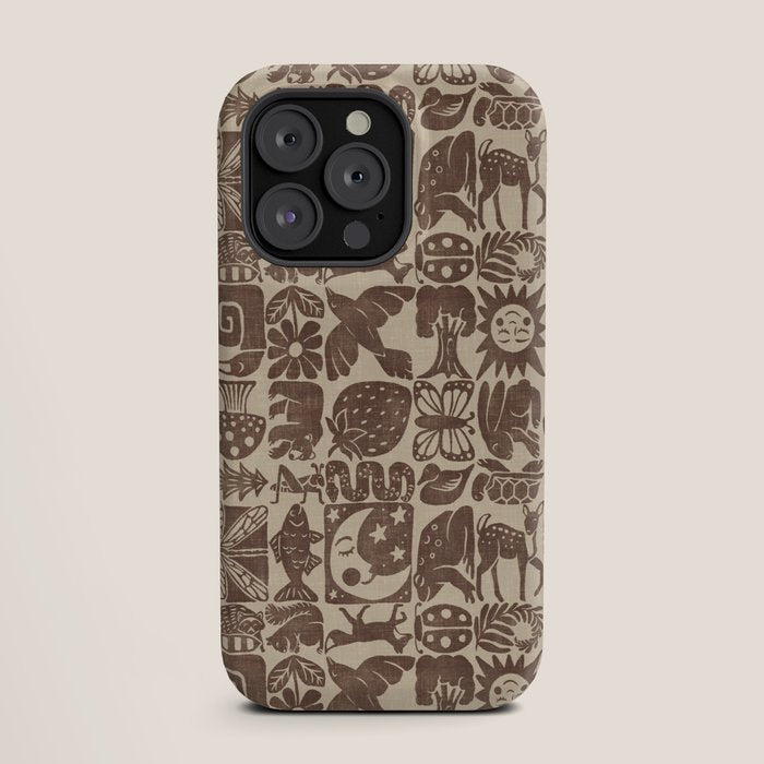 Nature Blocks - walnut brown iPhone Case