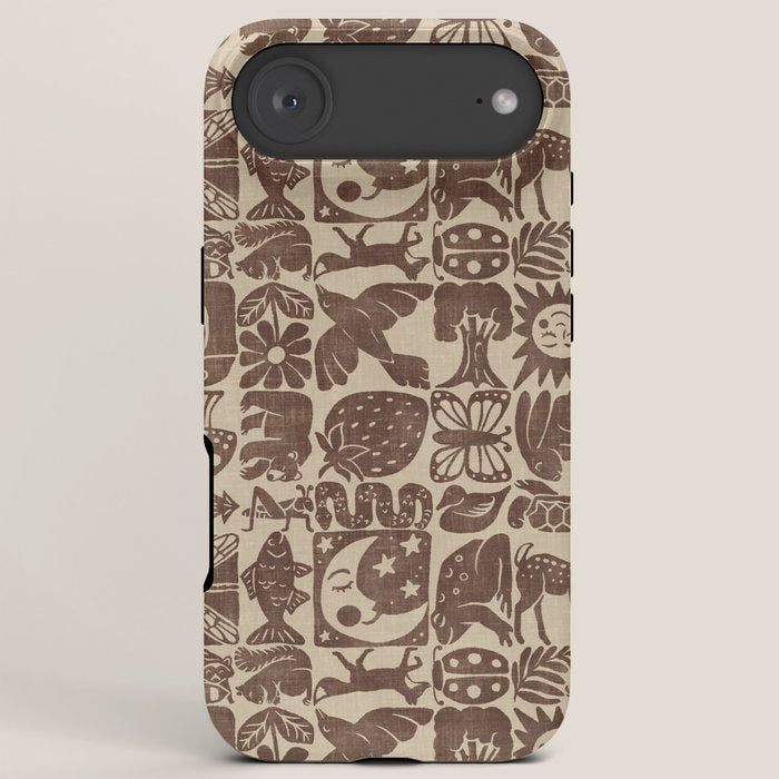 Nature Blocks - walnut brown iPhone Case