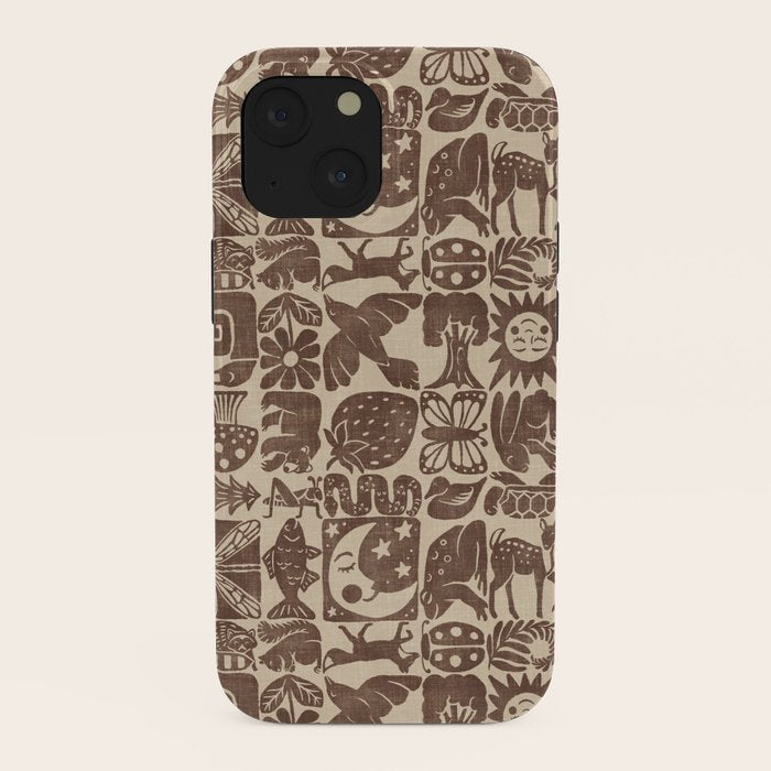 Nature Blocks - walnut brown iPhone Case