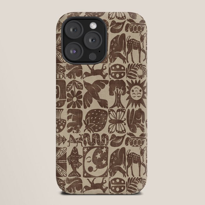 Nature Blocks - walnut brown iPhone Case