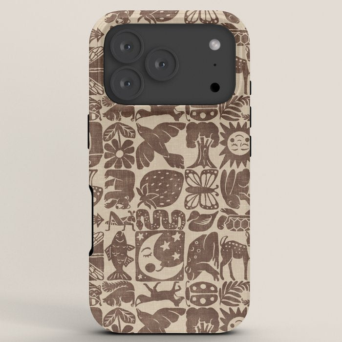 Nature Blocks - walnut brown iPhone Case