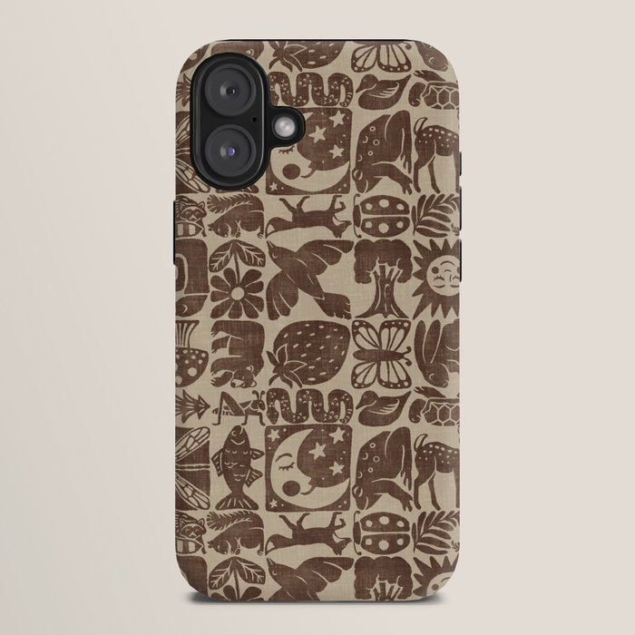 Nature Blocks - walnut brown iPhone Case