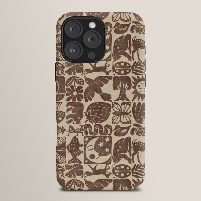 Nature Blocks - walnut brown iPhone Case