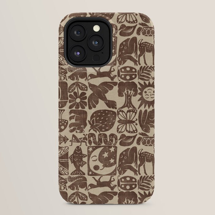 Nature Blocks - walnut brown iPhone Case