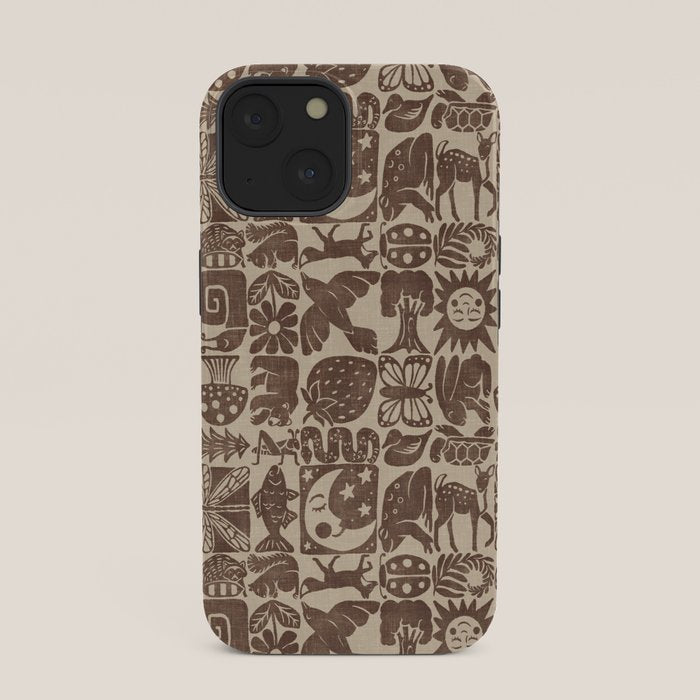 Nature Blocks - walnut brown iPhone Case