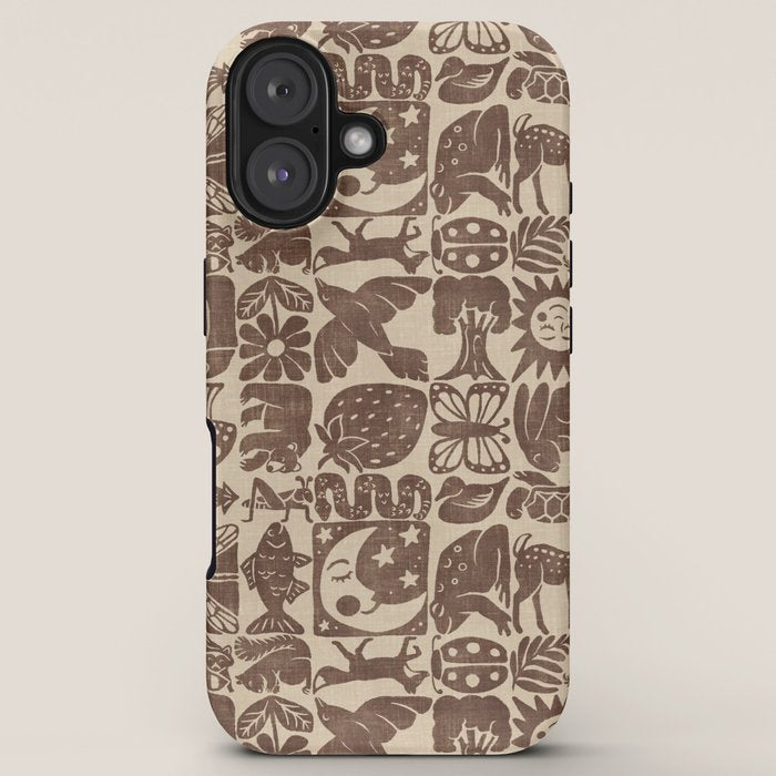 Nature Blocks - walnut brown iPhone Case