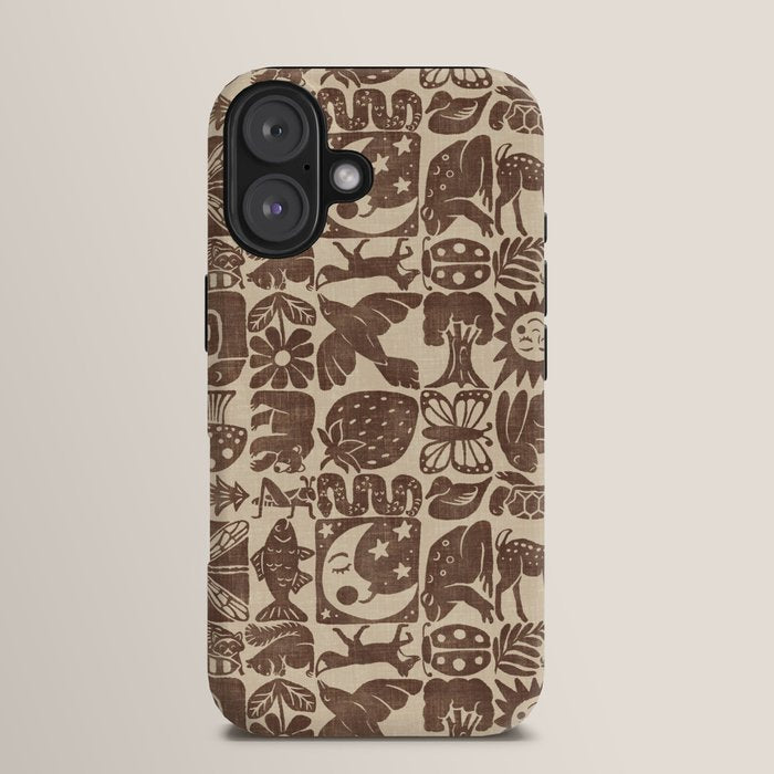 Nature Blocks - walnut brown iPhone Case