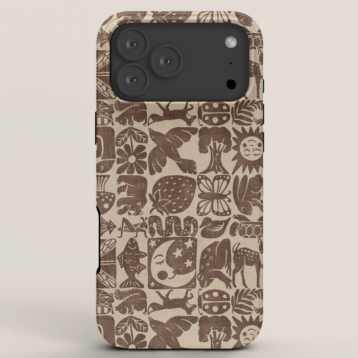 Nature Blocks - walnut brown iPhone Case