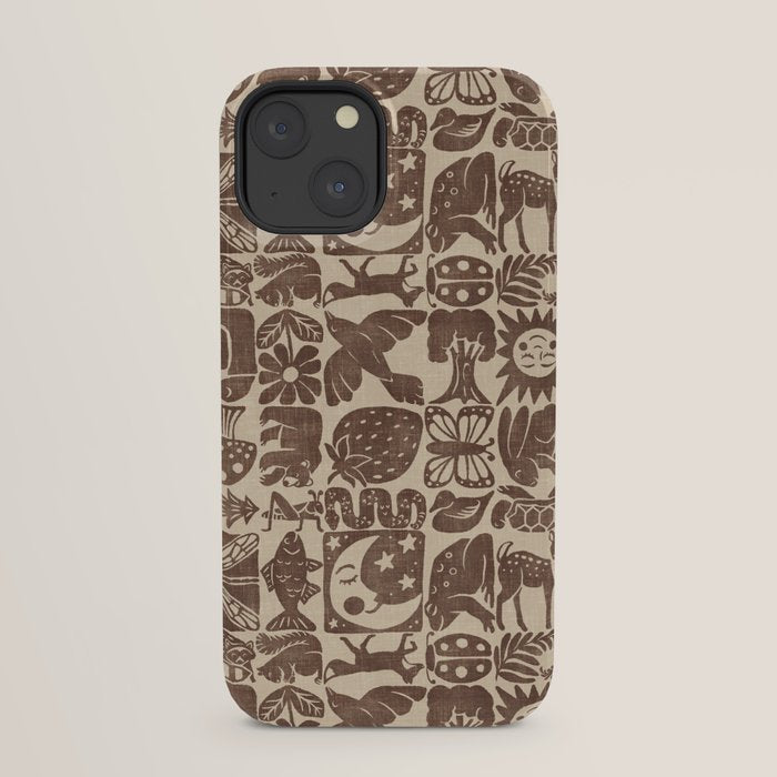 Nature Blocks - walnut brown iPhone Case