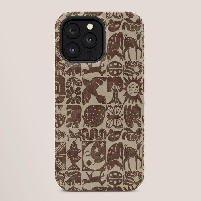 Nature Blocks - walnut brown iPhone Case