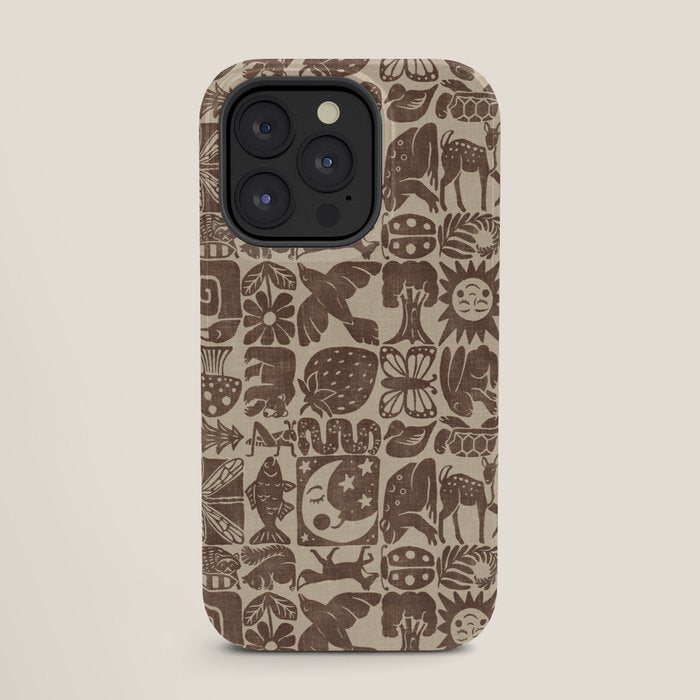 Nature Blocks - walnut brown iPhone Case