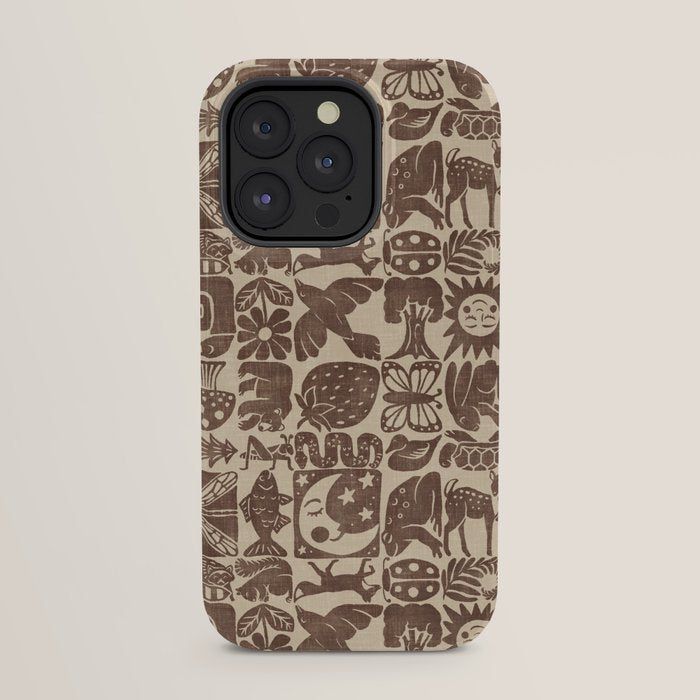 Nature Blocks - walnut brown iPhone Case