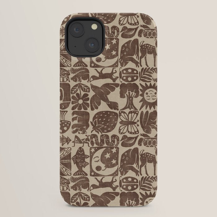 Nature Blocks - walnut brown iPhone Case
