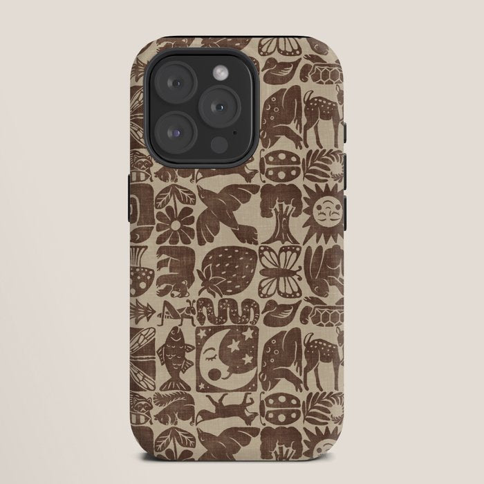 Nature Blocks - walnut brown iPhone Case