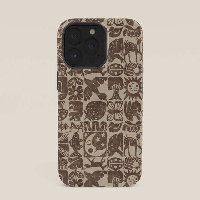 Nature Blocks - walnut brown iPhone Case