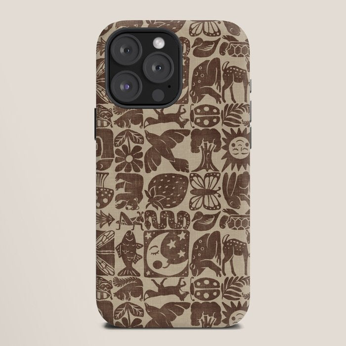 Nature Blocks - walnut brown iPhone Case