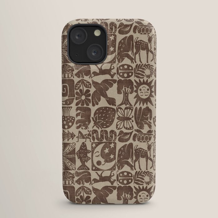 Nature Blocks - walnut brown iPhone Case